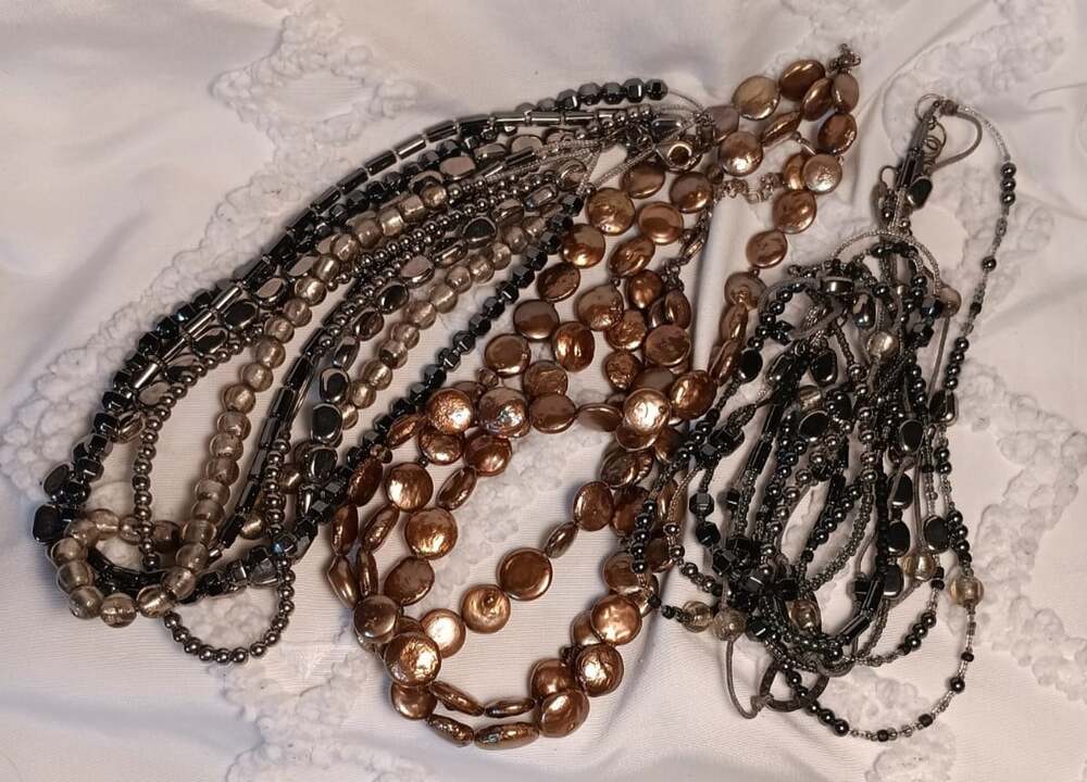 Silpada 925 Sterling Silver Necklace Lot 3 Hematite Multi Strand & Bronze Pearl